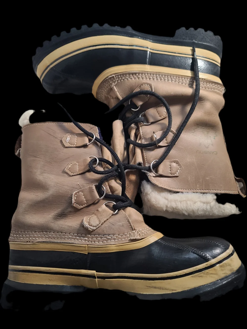Sorel Men Tan and Black Waterproof Snow Boot with Shearling Collar